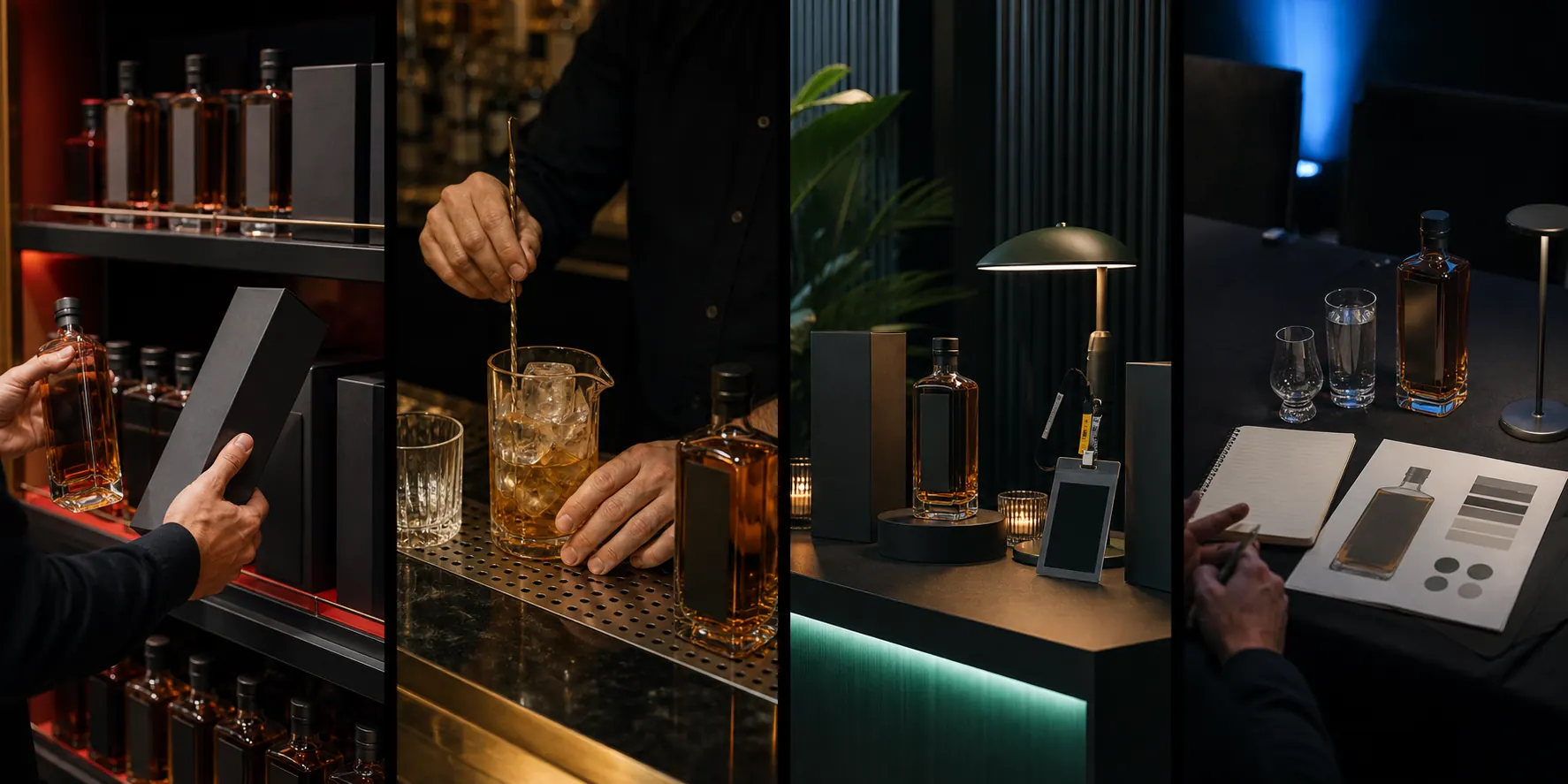 An unbranded spirits product reviewed across retail, bar service, activation, and trade planning contexts